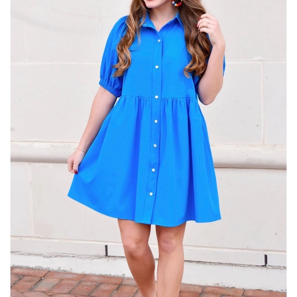 Entro NWOT Vibrant Blue Button-Up Dress - Picture 3 of 6